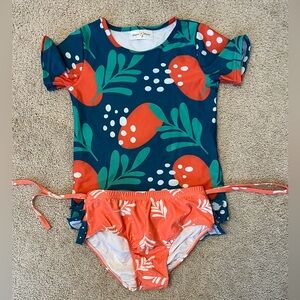 Oopsie Daisy Blue and Orange Girls Tankini Swimsuit Size 10 summer Vacation